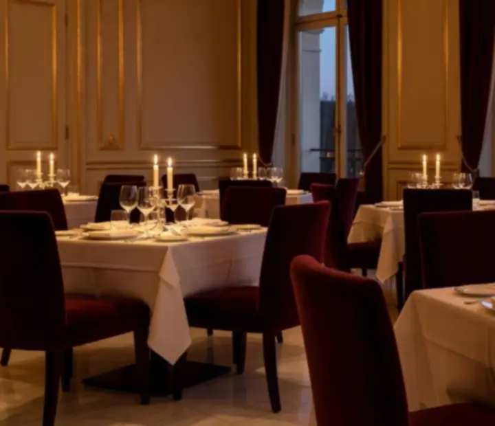 Mesa elegantemente decorada num restaurante premium em Portugal