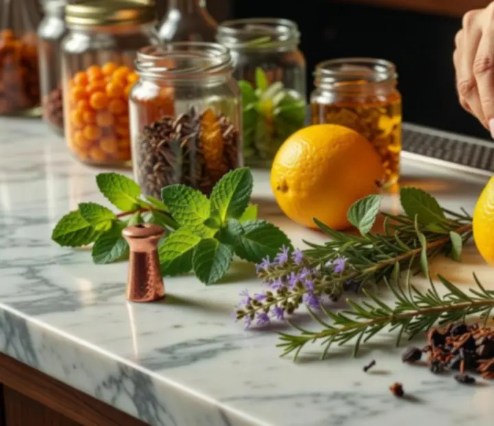 Preparação de ingredientes sazonais portugueses no balcão de bar