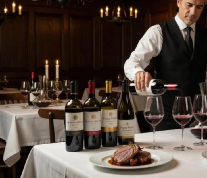 Seleção de garrafas de vinhos premium portugueses alinhadas sobre um balcão.